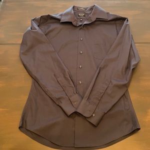 Arrow Fitted Dress Shirt Dark Purple Sz 16.5 34/35